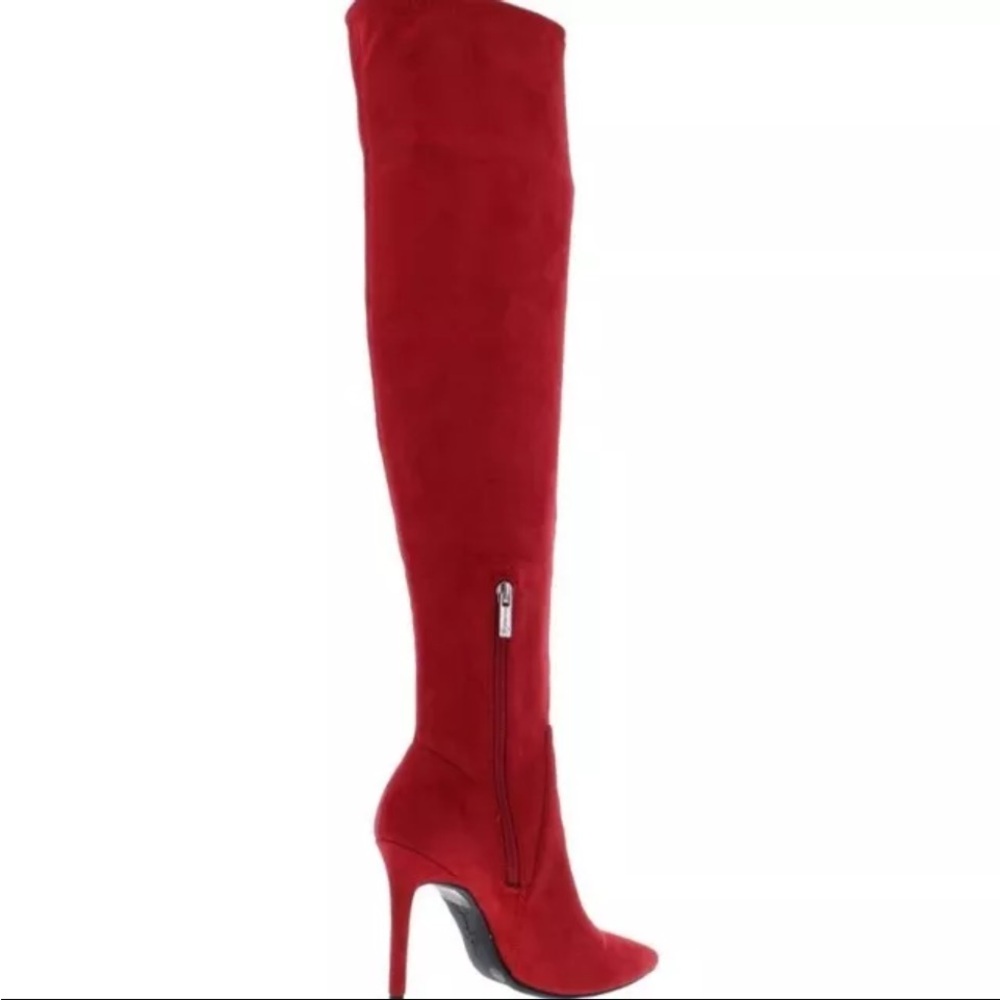 NWOB JESSICA SIMPSON Sexy Red Suede Over-Knee Stiletto Boots Women’s Sz US 8.5M